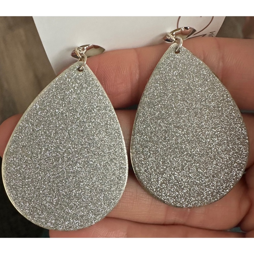 Brand New! Sparkly Silver Clip On Earrings - Picture 3 of 5